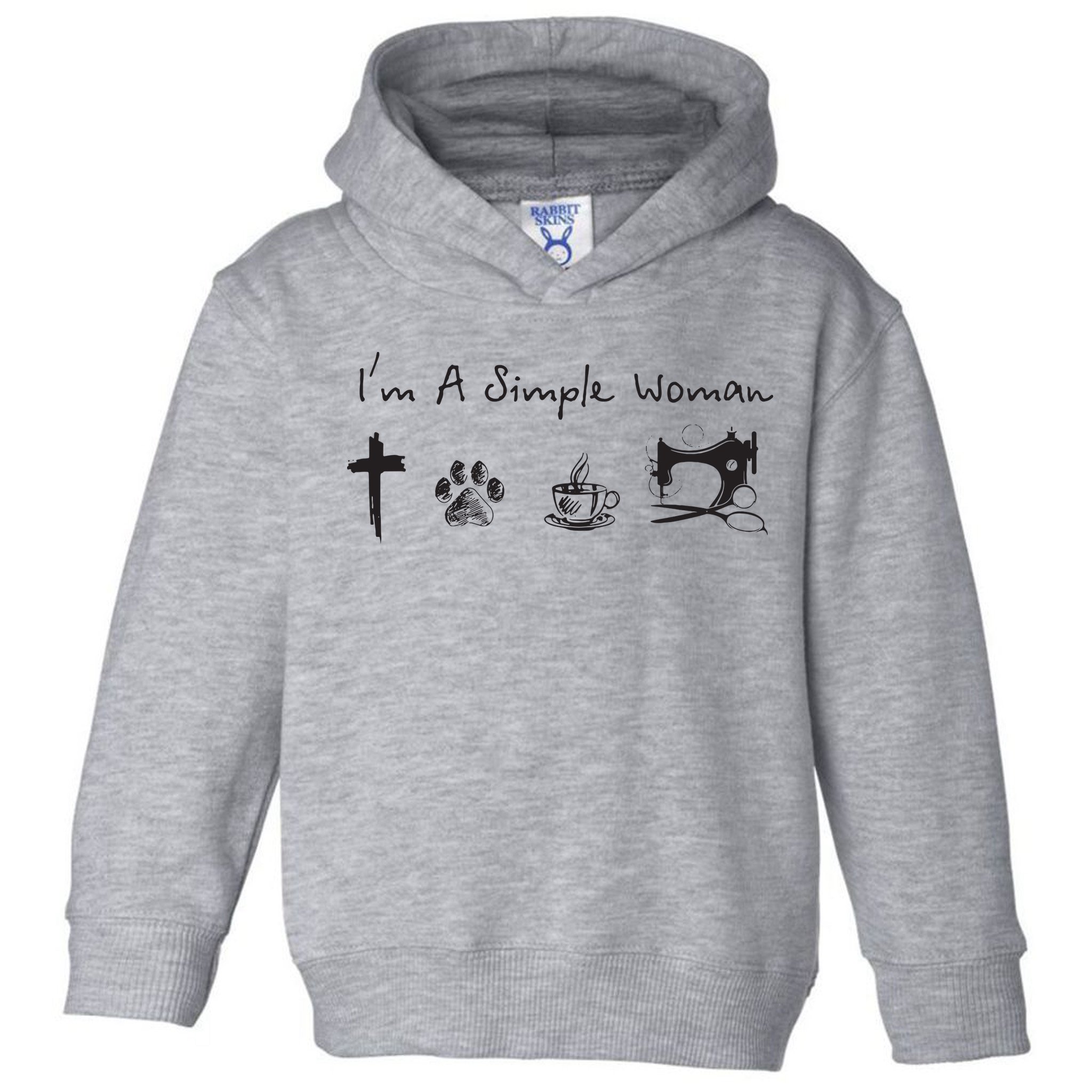 Im A Simple Woman Jesus Dog Coffee Sewing Toddler Hoodie