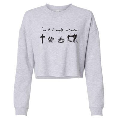 Im A Simple Woman Jesus Dog Coffee Sewing Cropped Pullover Crew