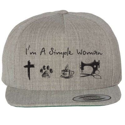 Im A Simple Woman Jesus Dog Coffee Sewing Wool Snapback Cap