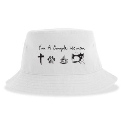 Im A Simple Woman Jesus Dog Coffee Sewing Sustainable Bucket Hat