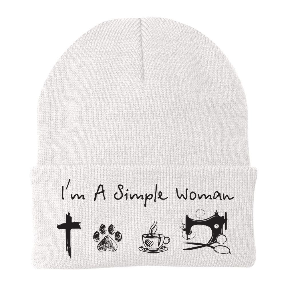 Im A Simple Woman Jesus Dog Coffee Sewing Beanie