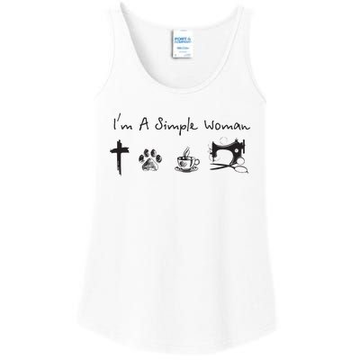 Im A Simple Woman Jesus Dog Coffee Sewing Ladies Essential Tank