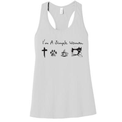 Im A Simple Woman Jesus Dog Coffee Sewing Women's Racerback Tank