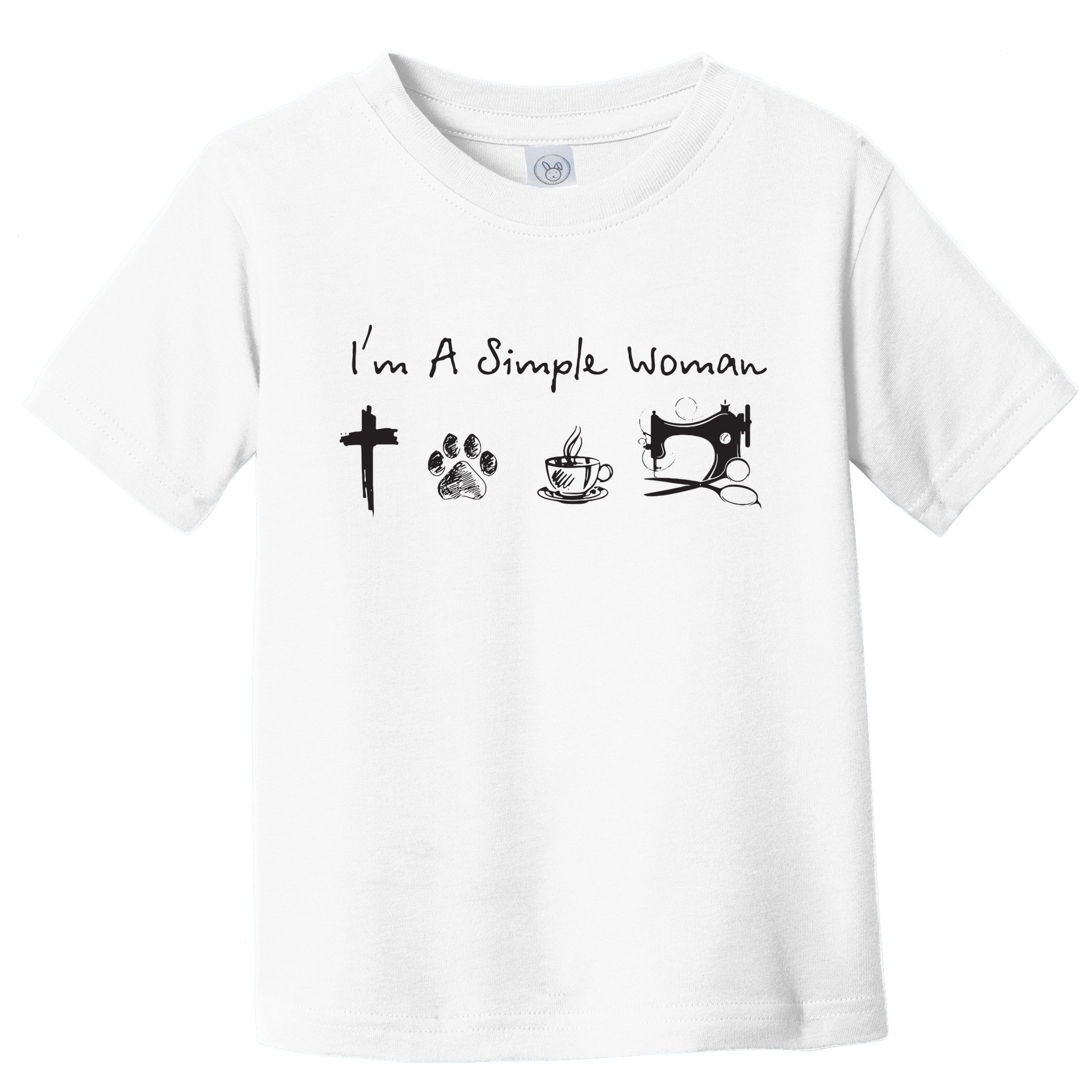Im A Simple Woman Jesus Dog Coffee Sewing Toddler T-Shirt