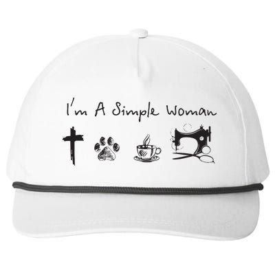 Im A Simple Woman Jesus Dog Coffee Sewing Snapback Five-Panel Rope Hat