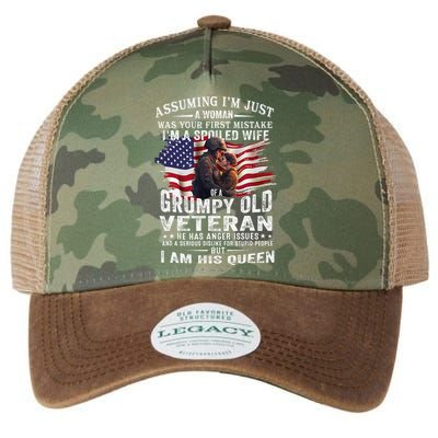 IM A Spoiled Wife Of A Grumpy Old Veteran Husband Wife Legacy Tie Dye Trucker Hat