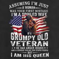 IM A Spoiled Wife Of A Grumpy Old Veteran Husband Wife 7 Panel Mesh Trucker Snapback Hat