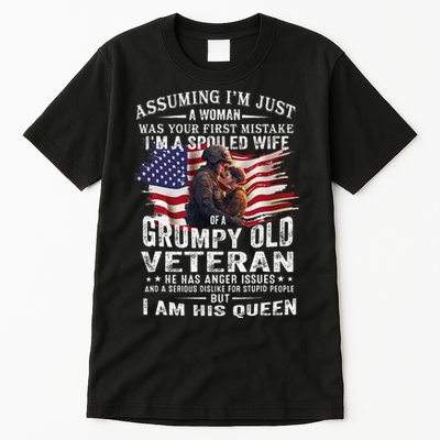 IM A Spoiled Wife Of A Grumpy Old Veteran Husband Wife Tall T-Shirt