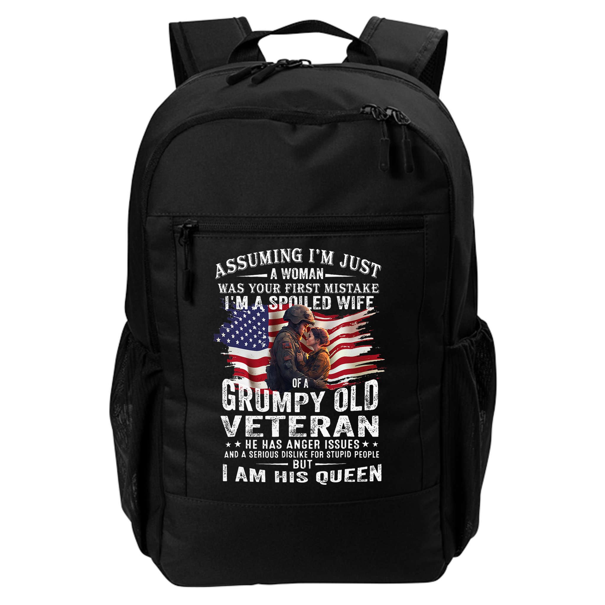 IM A Spoiled Wife Of A Grumpy Old Veteran Husband Wife Backpack