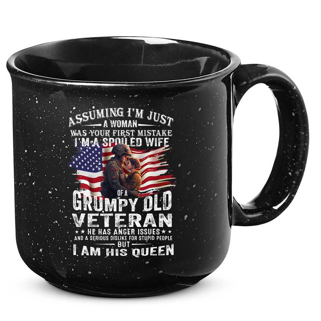 IM A Spoiled Wife Of A Grumpy Old Veteran Husband Wife 15oz Campfire Ceramic Mug
