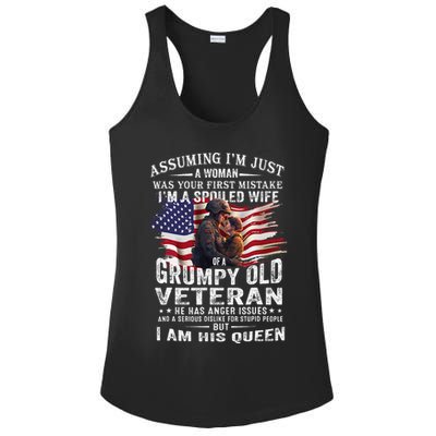 IM A Spoiled Wife Of A Grumpy Old Veteran Husband Wife Ladies PosiCharge Competitor Racerback Tank