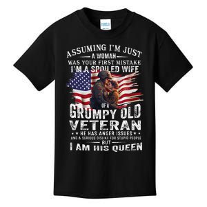 IM A Spoiled Wife Of A Grumpy Old Veteran Husband Wife Kids T-Shirt