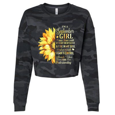 Im A September Girl Sunflower Birthday Cropped Pullover Crew