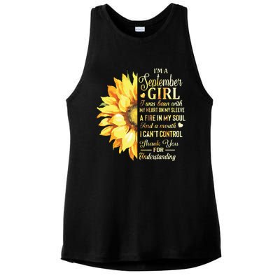 Im A September Girl Sunflower Birthday Ladies PosiCharge Tri-Blend Wicking Tank