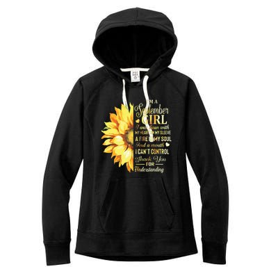 Im A September Girl Sunflower Birthday Women's Fleece Hoodie