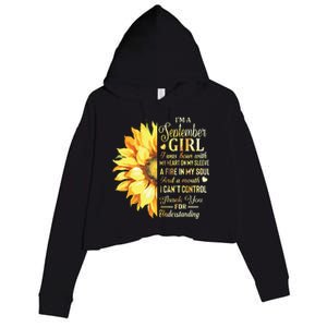 Im A September Girl Sunflower Birthday Crop Fleece Hoodie