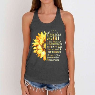 Im A September Girl Sunflower Birthday Women's Knotted Racerback Tank