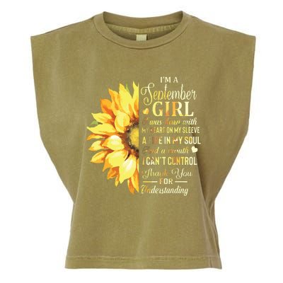 Im A September Girl Sunflower Birthday Garment-Dyed Women's Muscle Tee