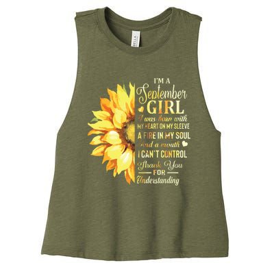 Im A September Girl Sunflower Birthday Women's Racerback Cropped Tank