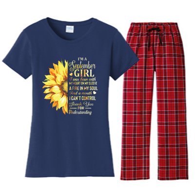 Im A September Girl Sunflower Birthday Women's Flannel Pajama Set