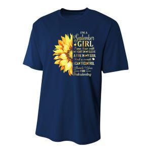 Im A September Girl Sunflower Birthday Youth Performance Sprint T-Shirt