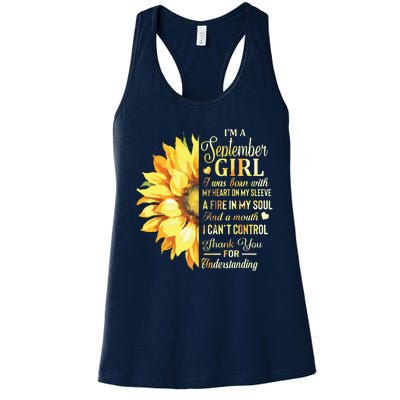 Im A September Girl Sunflower Birthday Women's Racerback Tank