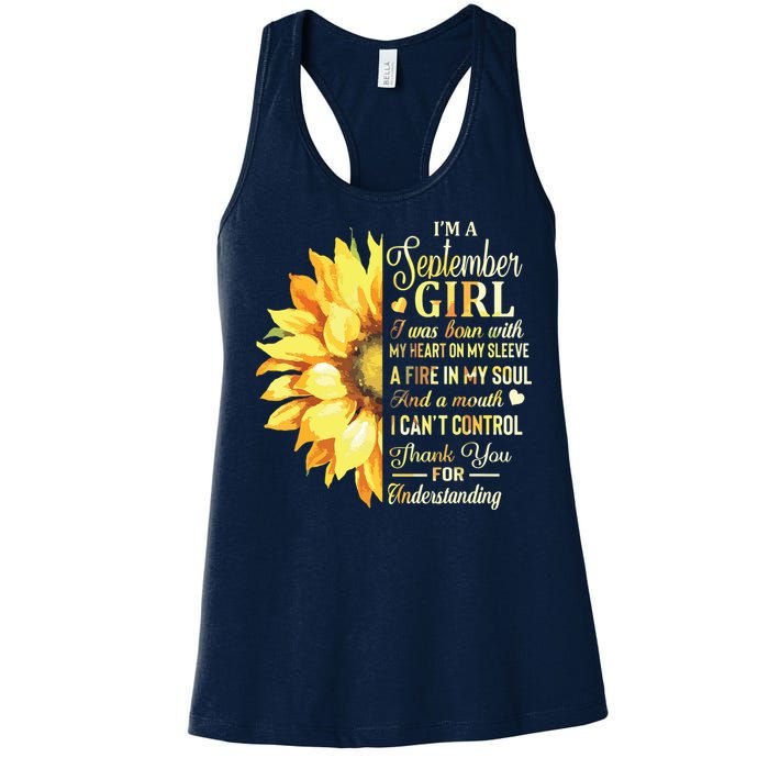 Im A September Girl Sunflower Birthday Women's Racerback Tank