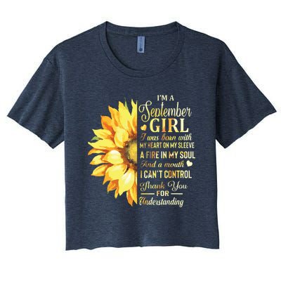 Im A September Girl Sunflower Birthday Women's Crop Top Tee