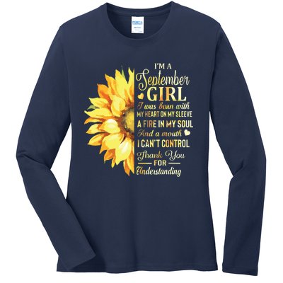 Im A September Girl Sunflower Birthday Ladies Long Sleeve Shirt