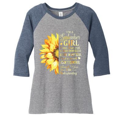 Im A September Girl Sunflower Birthday Women's Tri-Blend 3/4-Sleeve Raglan Shirt