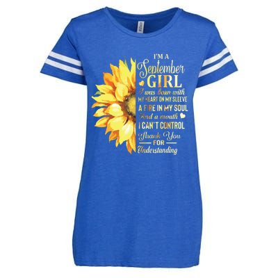 Im A September Girl Sunflower Birthday Enza Ladies Jersey Football T-Shirt