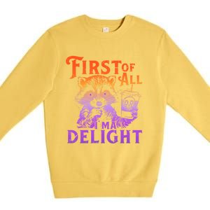 I Am So Feral First Of All I Am A Delight Halloween Racoon Premium Crewneck Sweatshirt