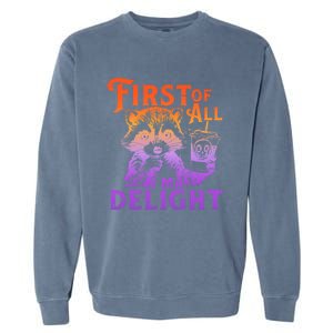 I Am So Feral First Of All I Am A Delight Halloween Racoon Garment-Dyed Sweatshirt