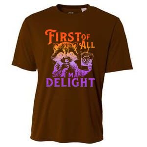 I Am So Feral First Of All I Am A Delight Halloween Racoon Cooling Performance Crew T-Shirt