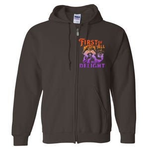 I Am So Feral First Of All I Am A Delight Halloween Racoon Full Zip Hoodie