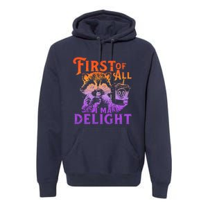 I Am So Feral First Of All I Am A Delight Halloween Racoon Premium Hoodie