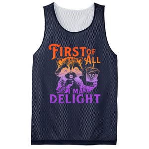 I Am So Feral First Of All I Am A Delight Halloween Racoon Mesh Reversible Basketball Jersey Tank