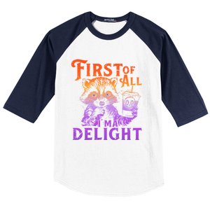 I Am So Feral First Of All I Am A Delight Halloween Racoon Baseball Sleeve Shirt