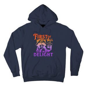 I Am So Feral First Of All I Am A Delight Halloween Racoon Tall Hoodie