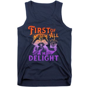 I Am So Feral First Of All I Am A Delight Halloween Racoon Tank Top