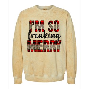 I Am So Freaking Merry Leopard Red Plaid Christmas Gift Colorblast Crewneck Sweatshirt