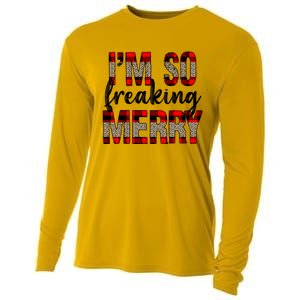 I Am So Freaking Merry Leopard Red Plaid Christmas Gift Cooling Performance Long Sleeve Crew