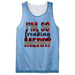 I Am So Freaking Merry Leopard Red Plaid Christmas Gift Mesh Reversible Basketball Jersey Tank