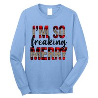 I Am So Freaking Merry Leopard Red Plaid Christmas Gift Long Sleeve Shirt