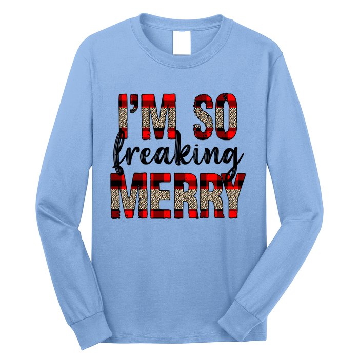 I Am So Freaking Merry Leopard Red Plaid Christmas Gift Long Sleeve Shirt