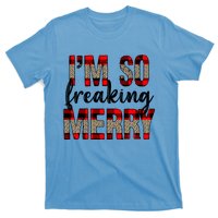 I Am So Freaking Merry Leopard Red Plaid Christmas Gift T-Shirt