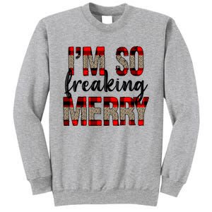 I Am So Freaking Merry Leopard Red Plaid Christmas Gift Sweatshirt