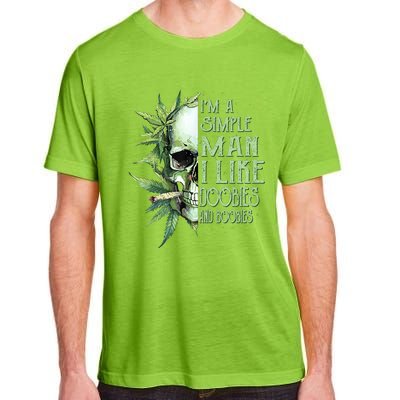 IM A Simple Man I Like Doobies And Boobies Skull Weed Adult ChromaSoft Performance T-Shirt