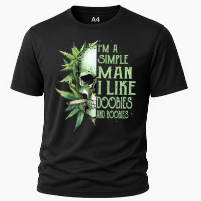IM A Simple Man I Like Doobies And Boobies Skull Weed Performance Shirt