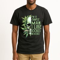 IM A Simple Man I Like Doobies And Boobies Skull Weed Tall T-Shirt